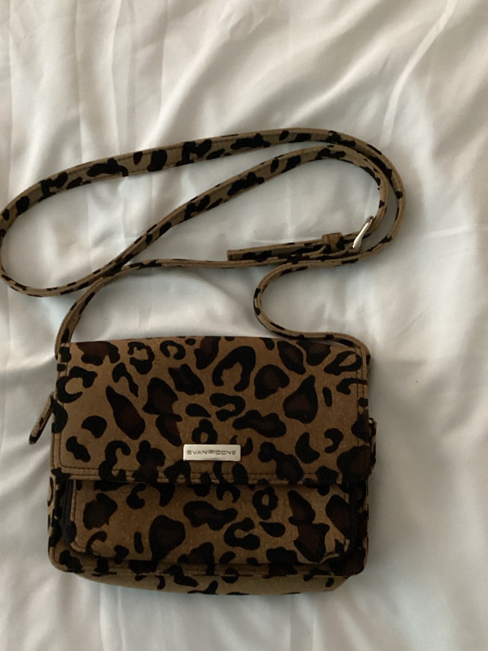 Evan Picone Leopard Print Crossbody organizer in Brown and Black